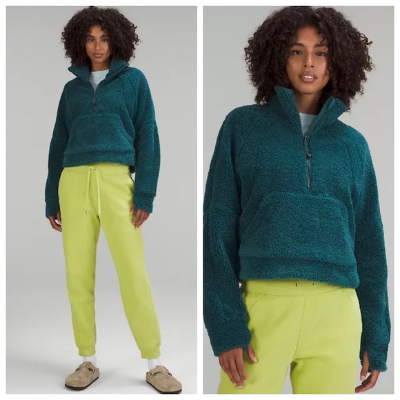 🔥 Lululemon Scuba Oversized Half Zip Hoodie Green Jasper Jade XS/S - Picture 1 of 8